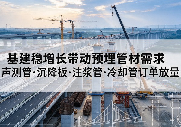 平泉基建稳增长带动预埋监测管材需求，声测管、沉降板、注浆管订单持续放量